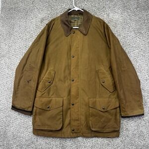 JL Powell Jacket Chore Coat Men's 46 Wax Cotton Corduroy Collar Jacket Leather